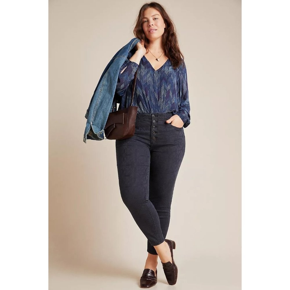 ANTHROPOLOGIE Pilcro High-Rise Jacquard Skinny Jeans Sz 32 NWT
